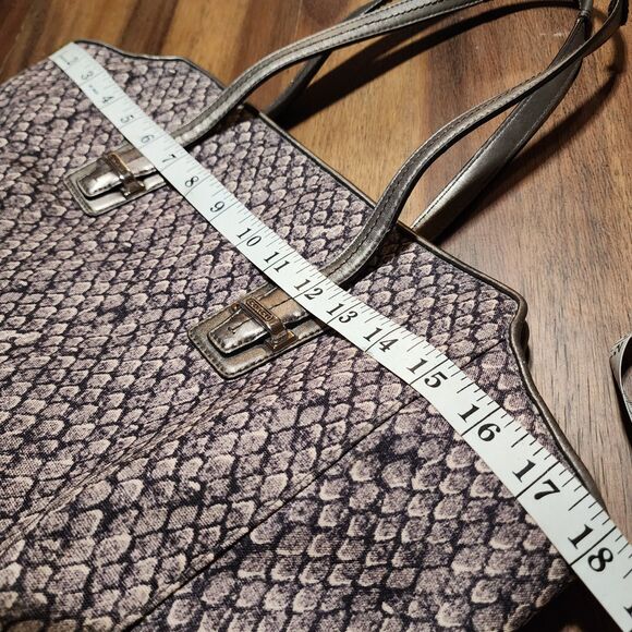 Coach Taylor Snake Print Alexis Tote Carryall Shoulder Bag Leather Trim F26034 - Picture 12 of 15